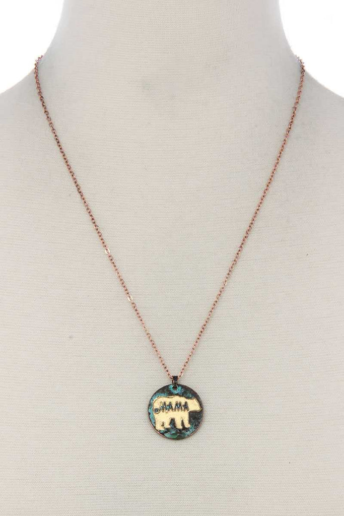 Mama Bear Circle Pendant Necklace