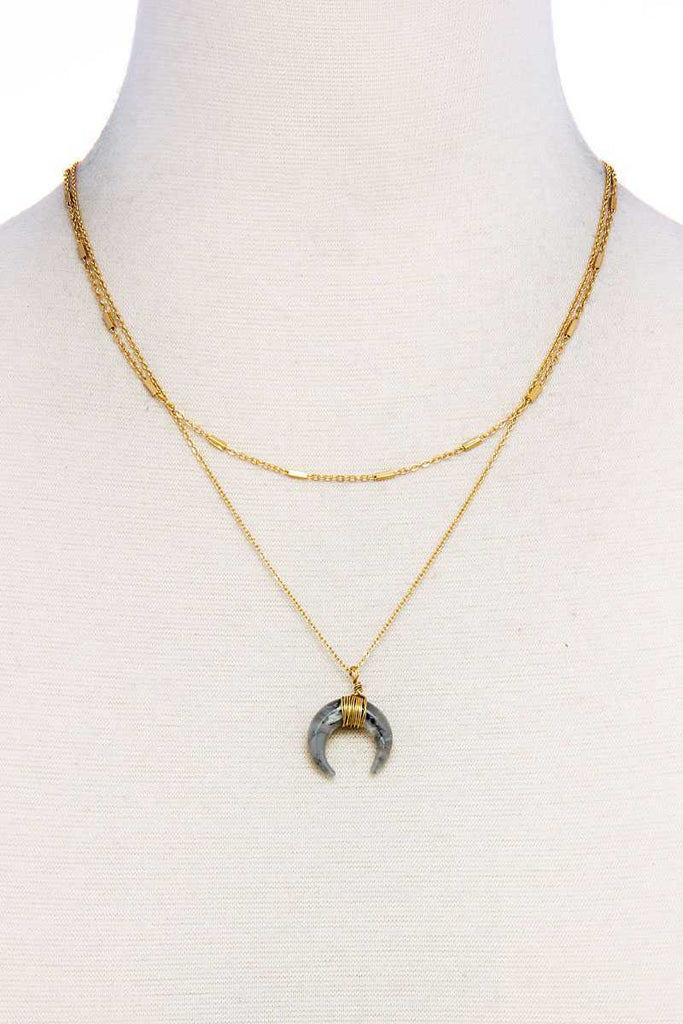 Chic Double Layer And Crescent Moon Necklace