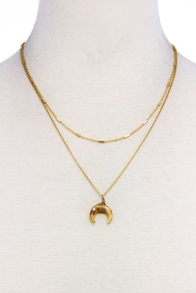Chic Double Layer And Crescent Moon Necklace