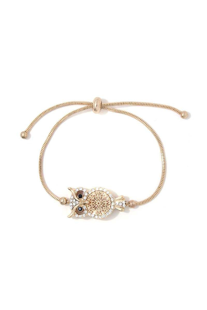 Owl Charm Adjustable Metal Bracelet