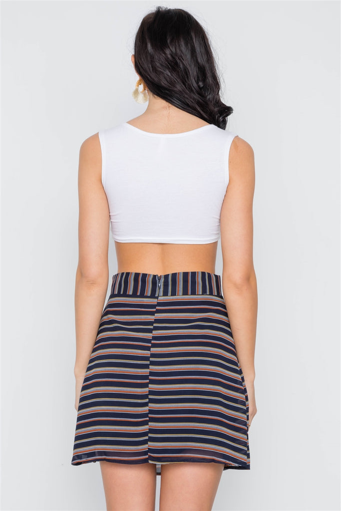 ELLEN Stripe Retro Mini Skirt