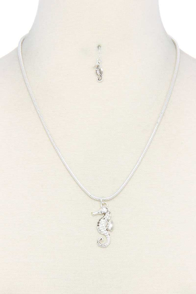Sea Horse Charm Metal Necklace