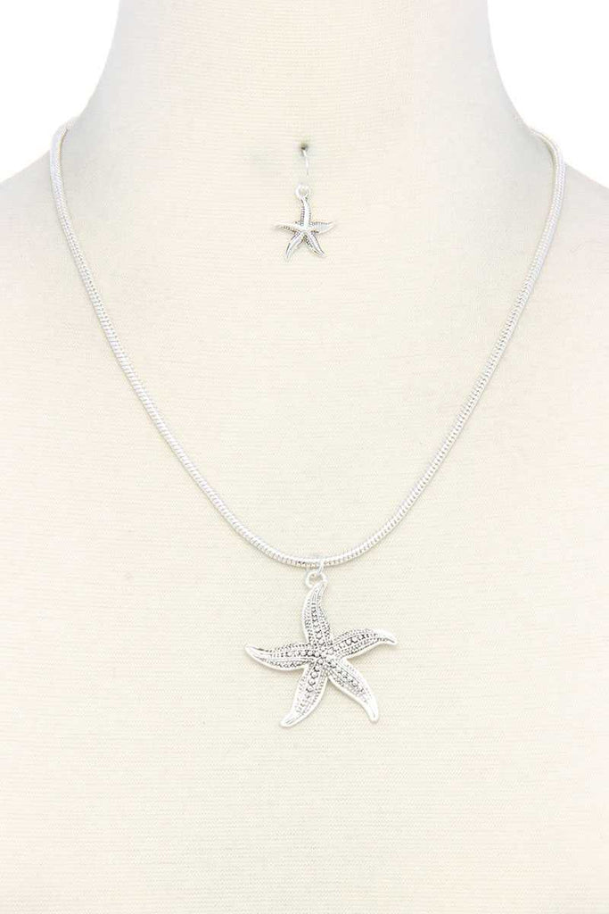 Star Fish Charm Metal Necklace