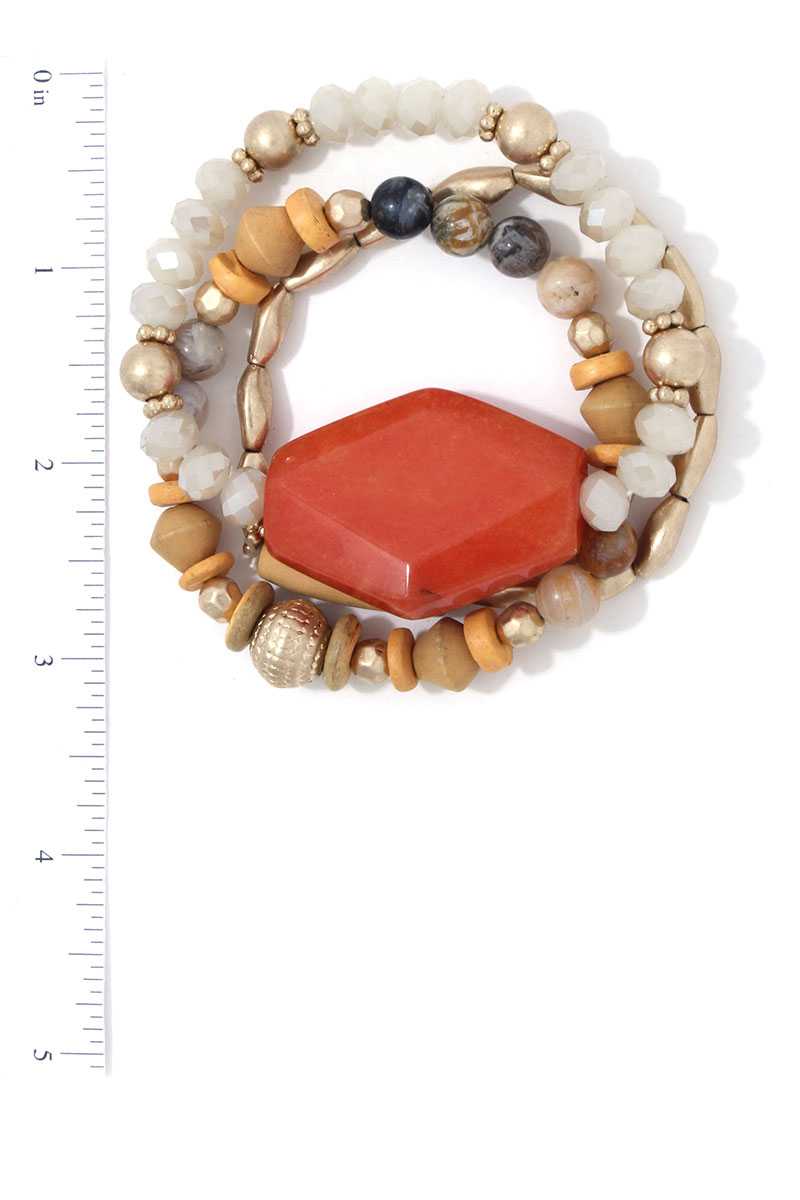 Natural Stone Beaded Stretch Bracelet Set