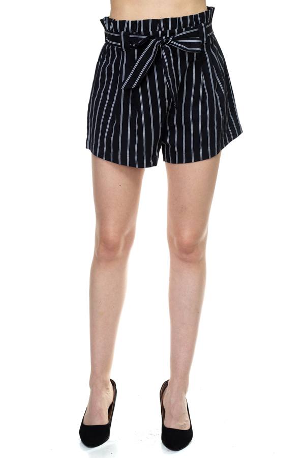 CINDY Pin Stripe Belted Mini Shorts