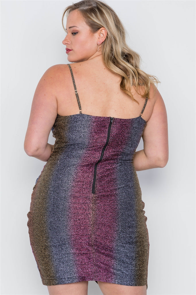 CHARLOTTE Rainbow Cami Asymmetrical Hem Dress