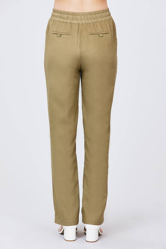 EDNA Waist Elastic Long Linen Pants