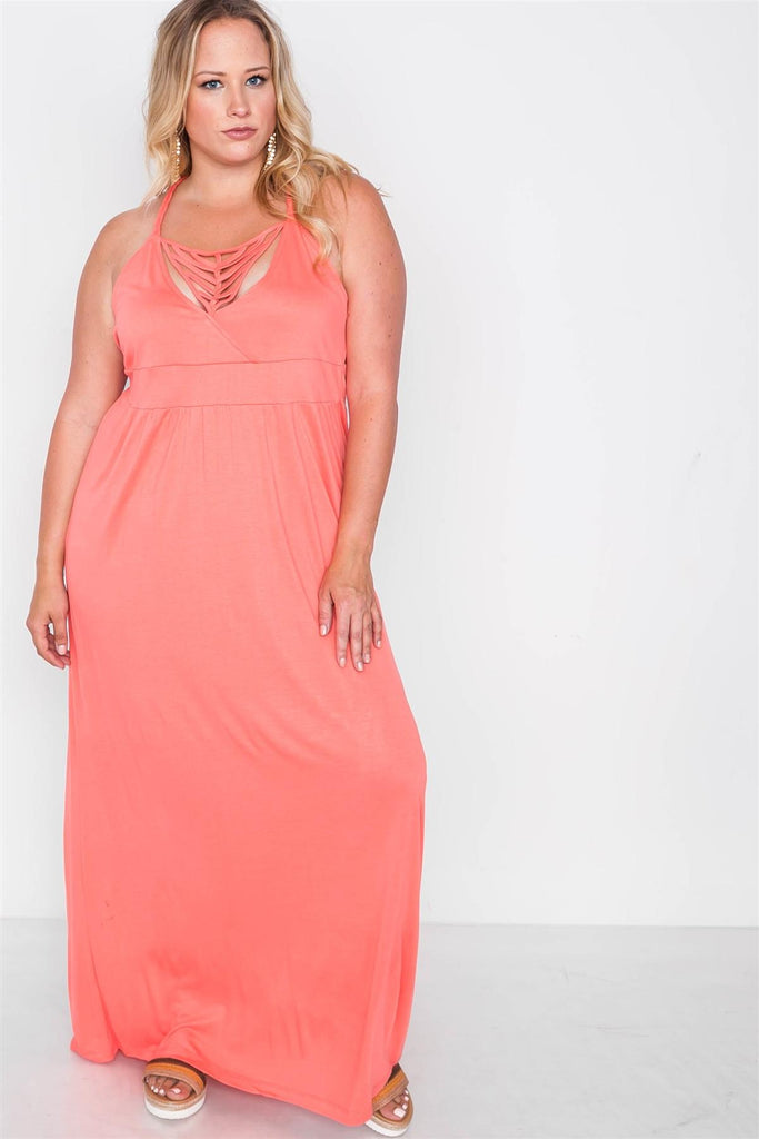 LILY Strap Detail Cami Solid Maxi Dress