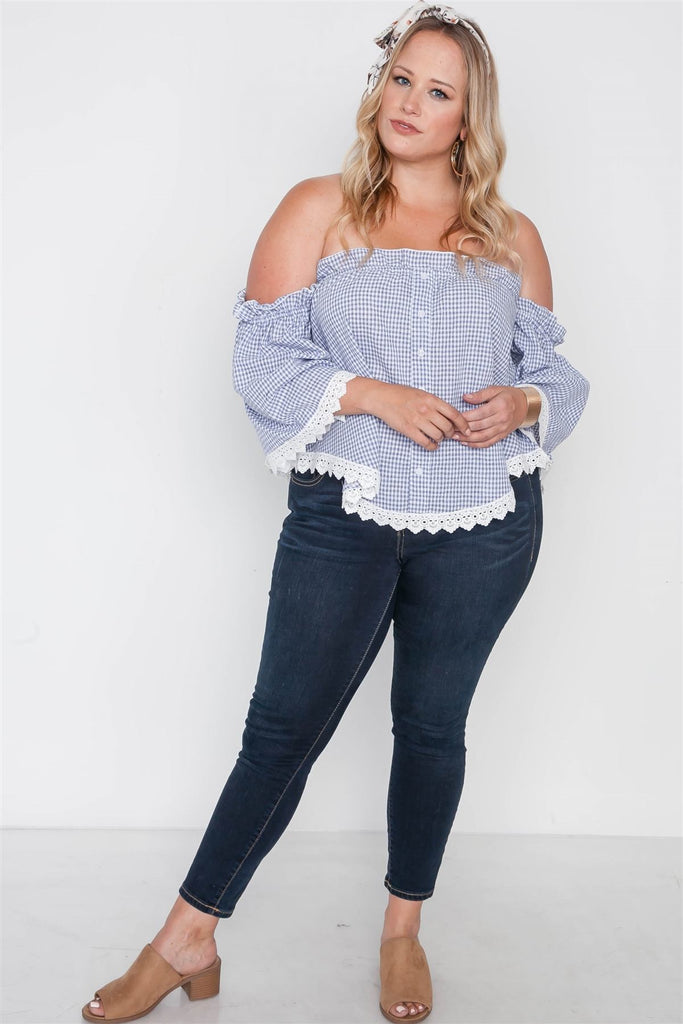 FABY Gingham Off-the-shoulder Top