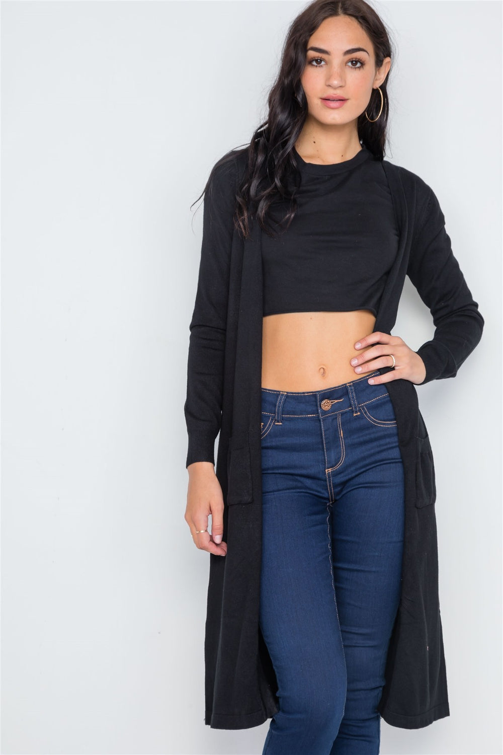 CLAIR Button Front Longline Cardigan