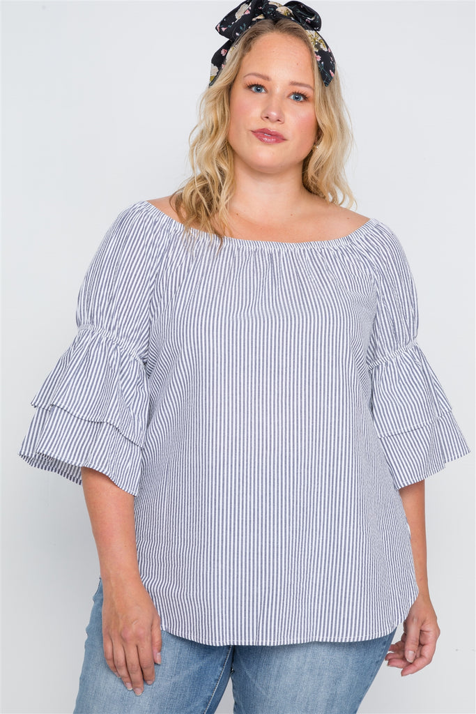 EDEN 3/4 Bell Sleeves Striped Top