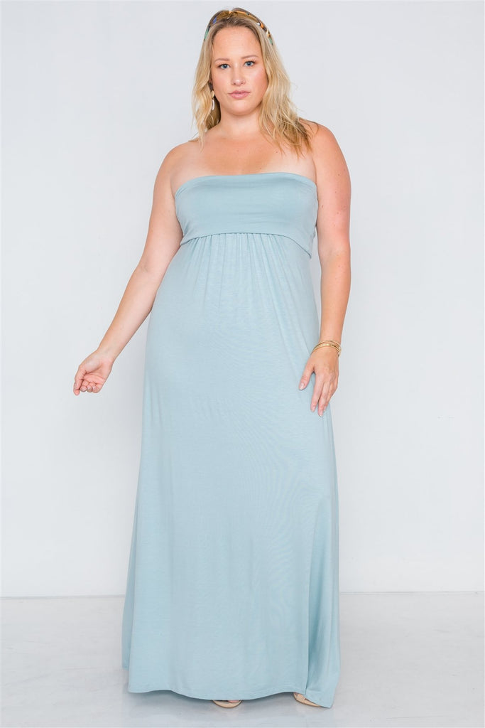 ZOEY Solid Strapless Maxi Tube Dress
