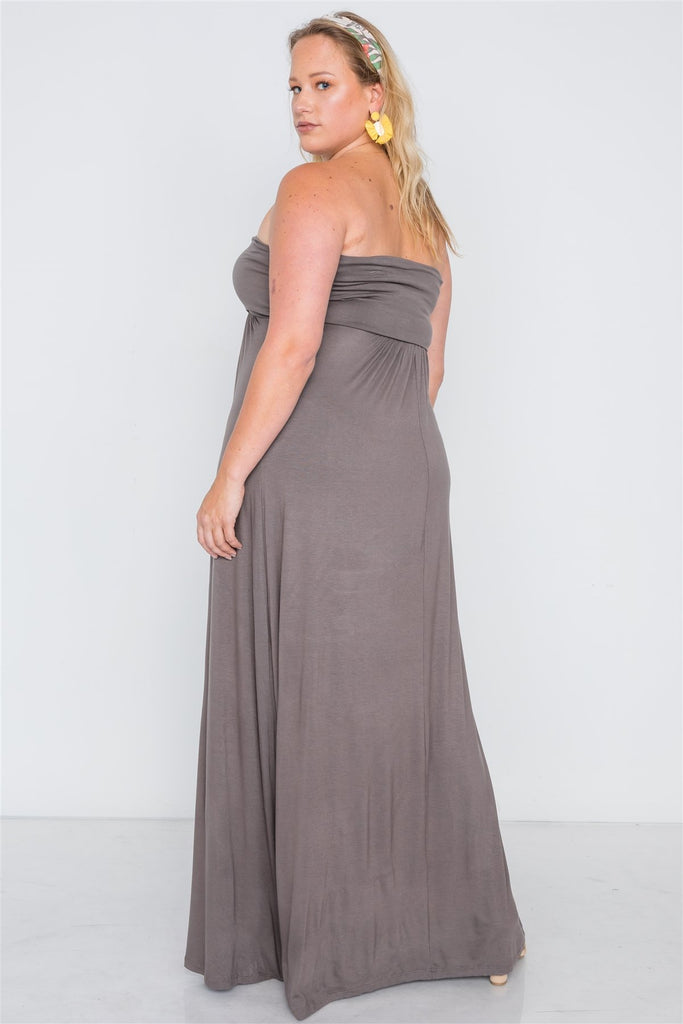 RILEY Solid Strapless Maxi Tube Dress
