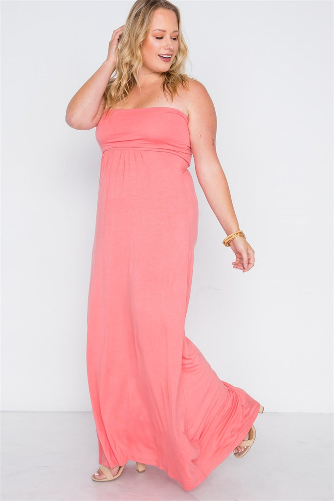 LAYLA Solid Strapless Maxi Tube Dress