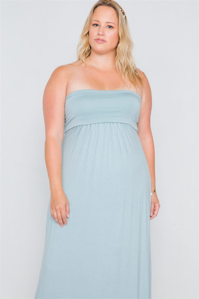 ZOEY Solid Strapless Maxi Tube Dress