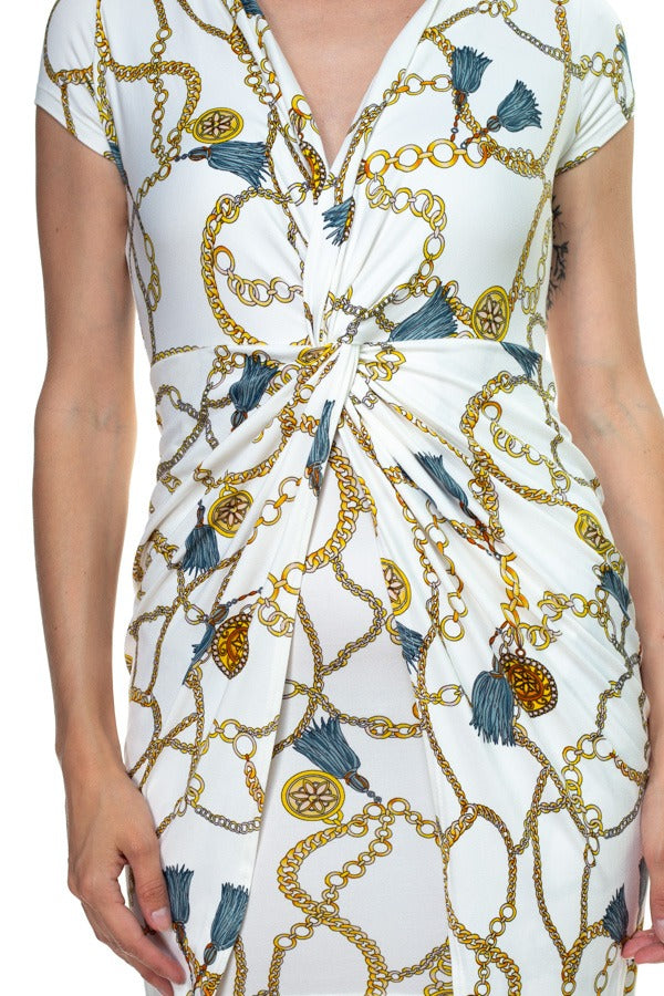 BRINLEY Baroque Print Maxi Dress
