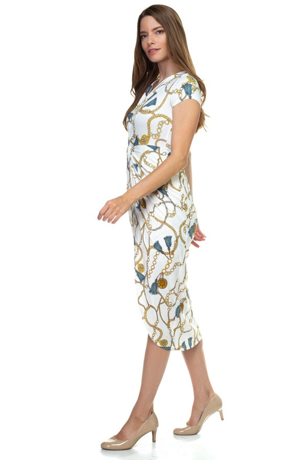 BRINLEY Baroque Print Maxi Dress