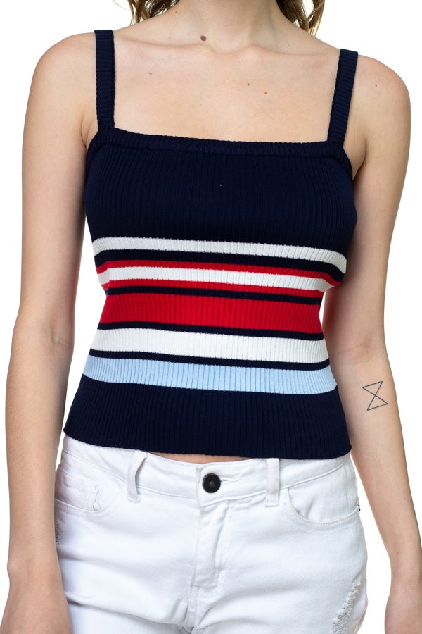 LEILA Stripe Sweater Cropped Top
