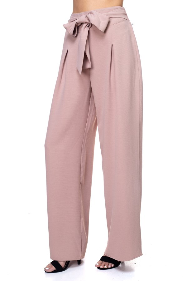 ARELIZ Belted Pleated Palazzo Pants