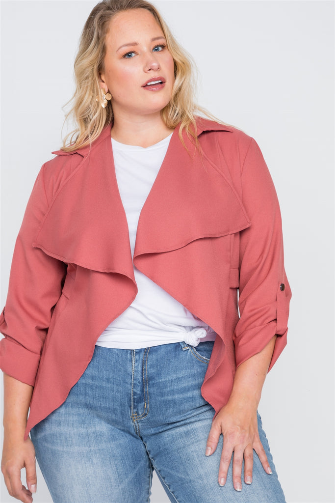 FLAME Draped Open Front Light Jacket