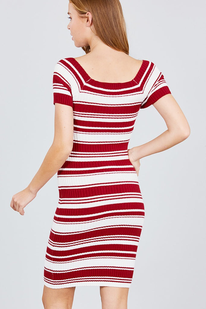 LUCY Cross Wrap Multi Stripe Dress