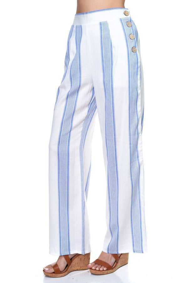 CONNEE Multi Stripe Side Button Pants