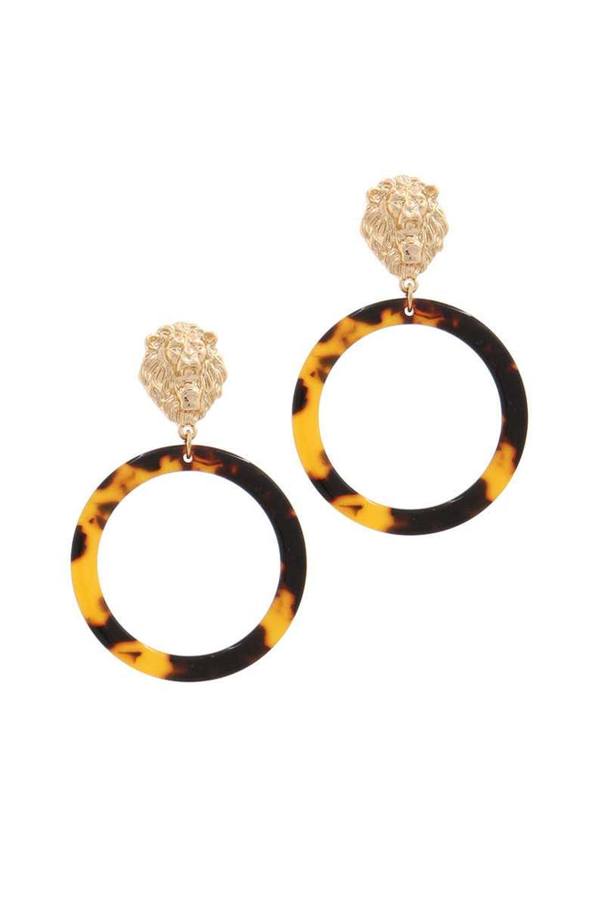 Acetate Ring Lion Linked Drop Earring