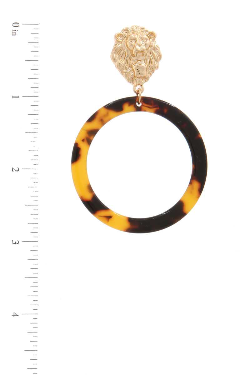 Acetate Ring Lion Linked Drop Earring