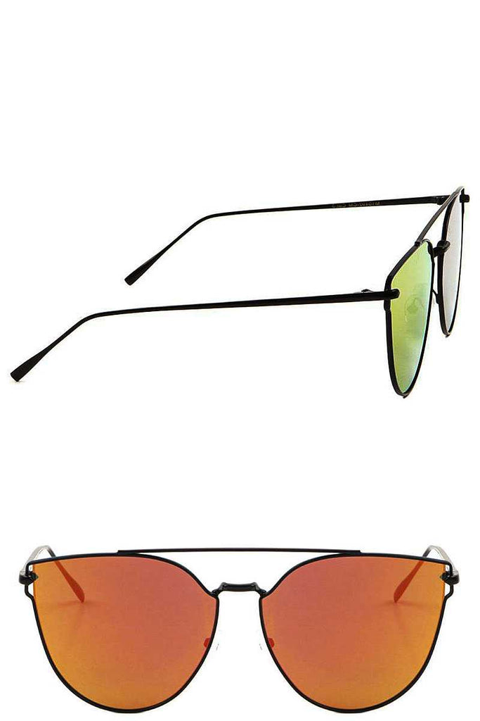 LARA Cat Eye Aviators Color Mirror Sunglasses