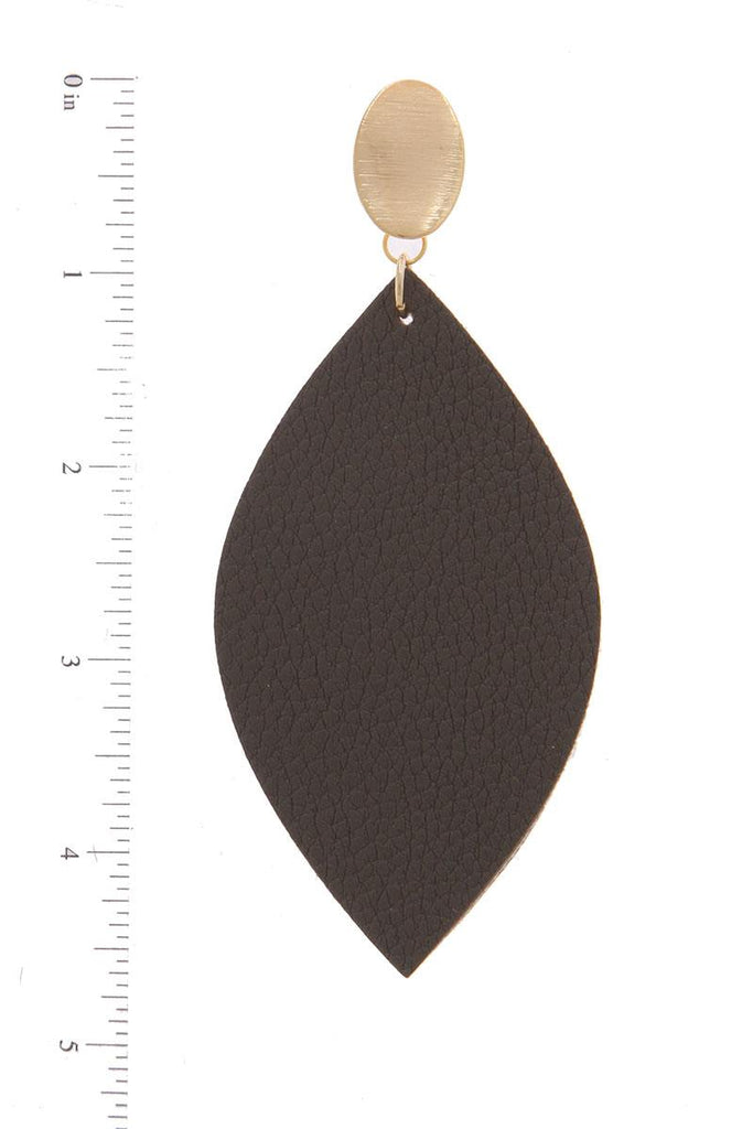 Leather Pointed Oval Post Drop Earring
