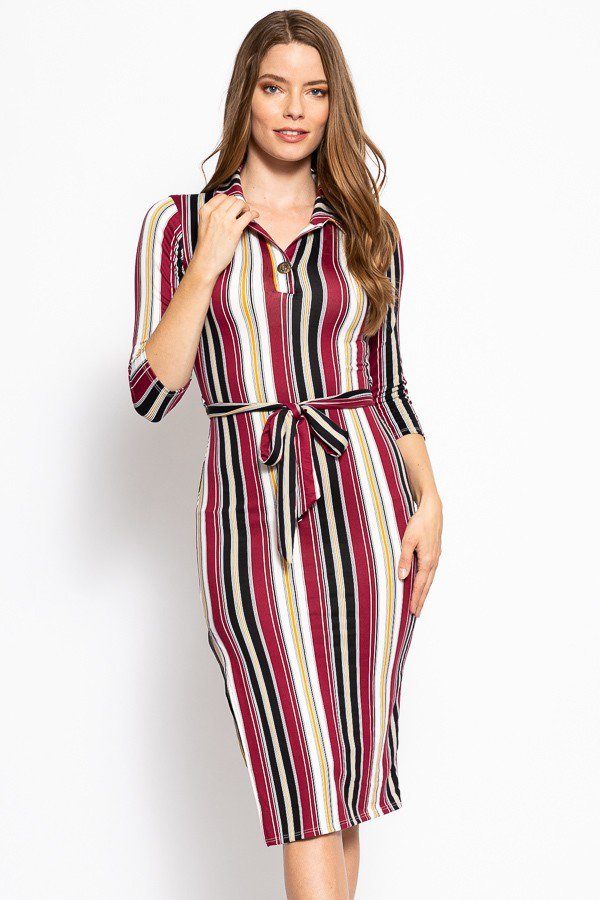 MONICA Stripes Print, Midi Tee Dress