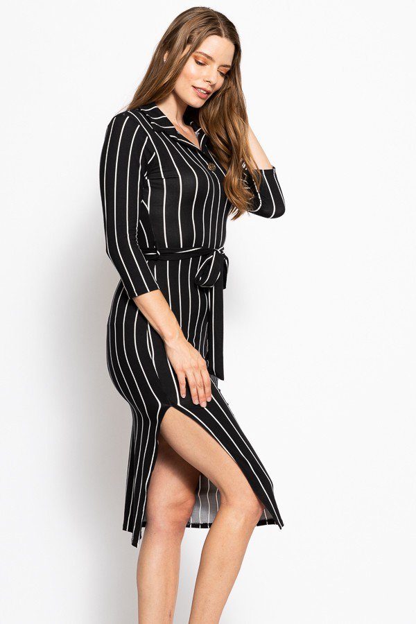 LILLY Stripes Print, Midi Tee Dress