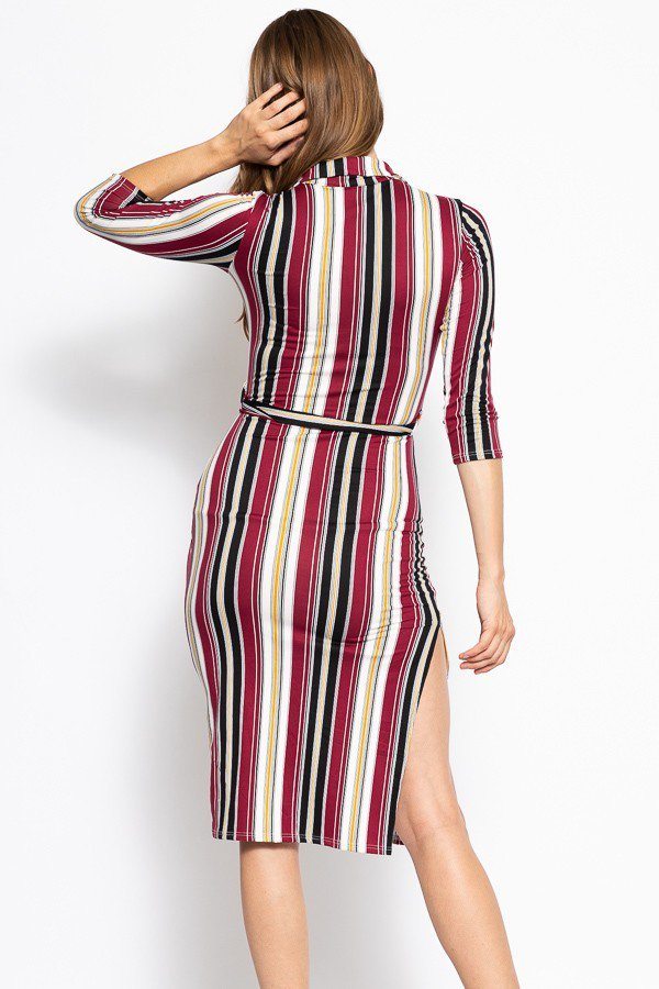 MONICA Stripes Print, Midi Tee Dress