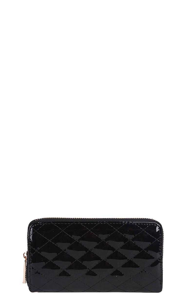 Fashion Glossy Stitched Long Wallet With Hand Strap