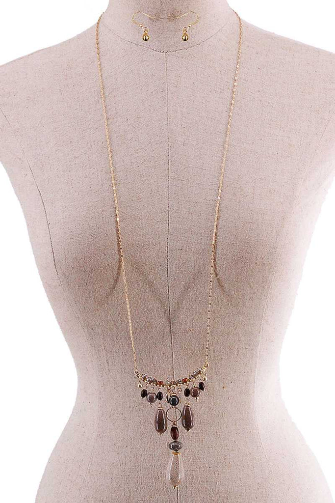 Fashion Multi Stone Drop Necklace