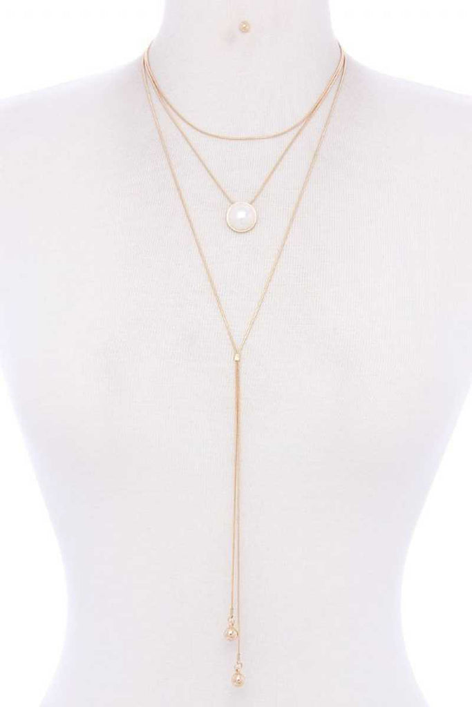 Metal Layered Y Shape Necklace