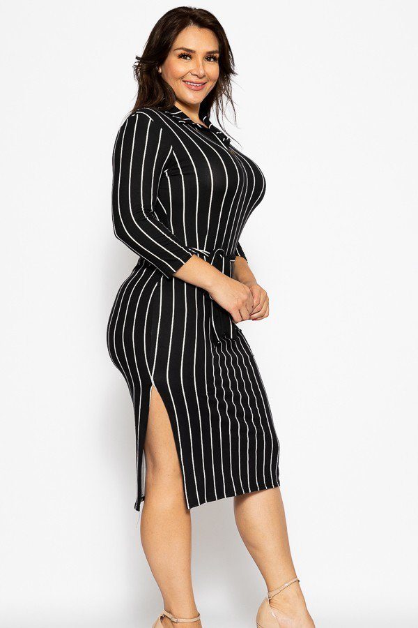 Solid Striped, Midi Tee Dress