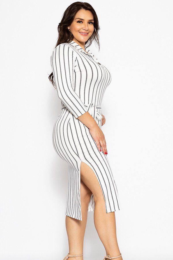 Solid Striped, Midi Tee Dress