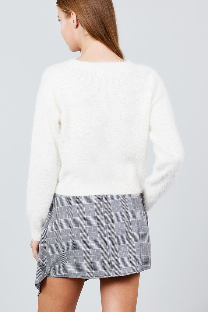 Long Sleeve Round Neck Crop Sweater