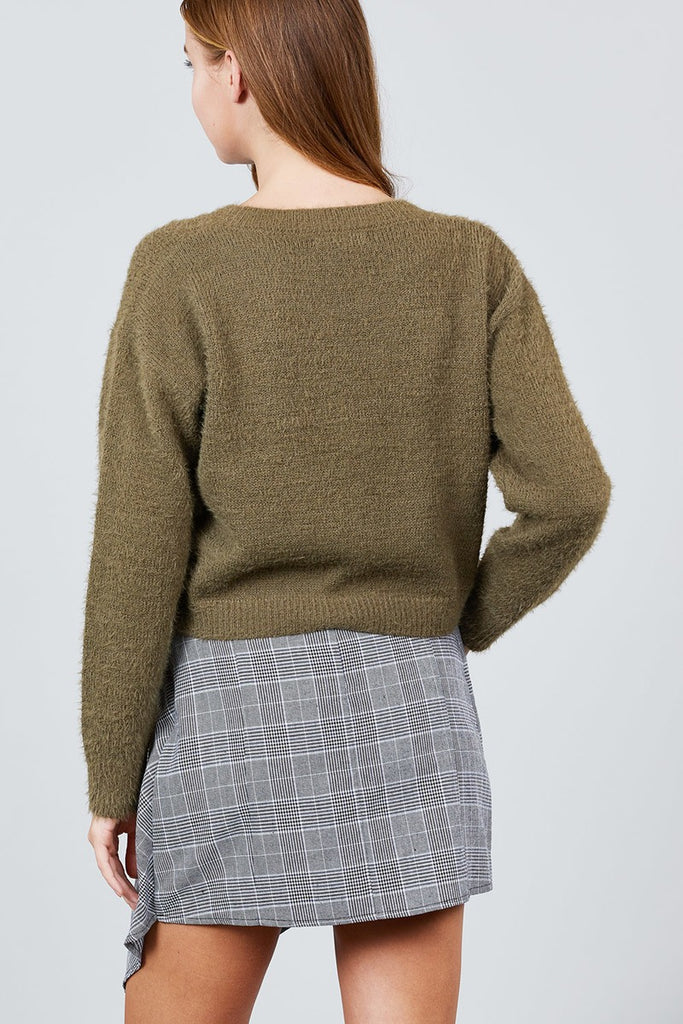 Long Sleeve Round Neck Crop Sweater