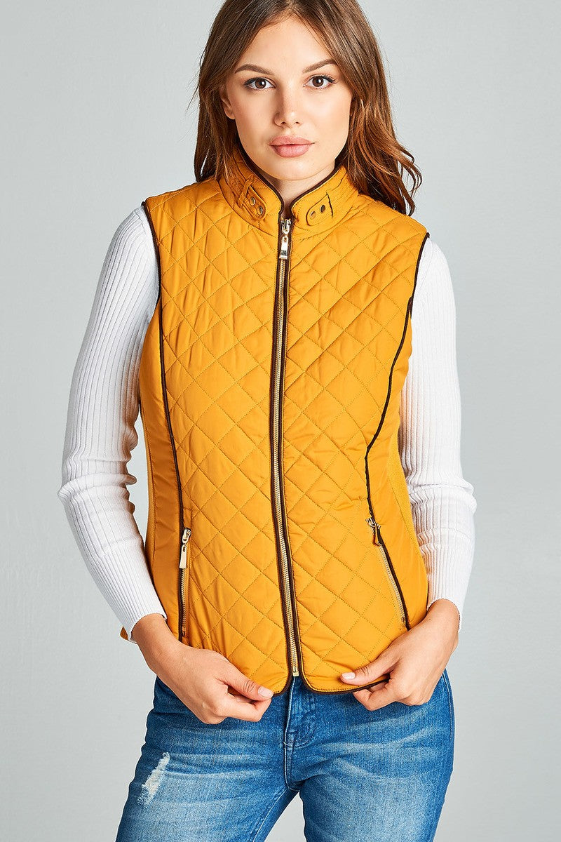 Faux Shearling Lined Quilted Padding Vest