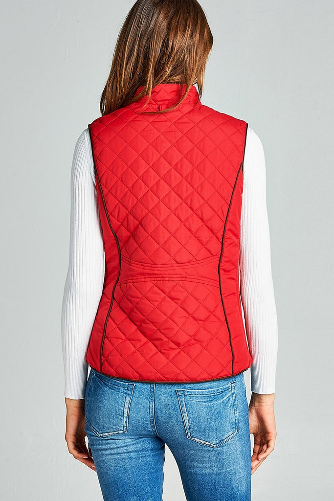Faux Shearling Lined Quilted Padding Vest