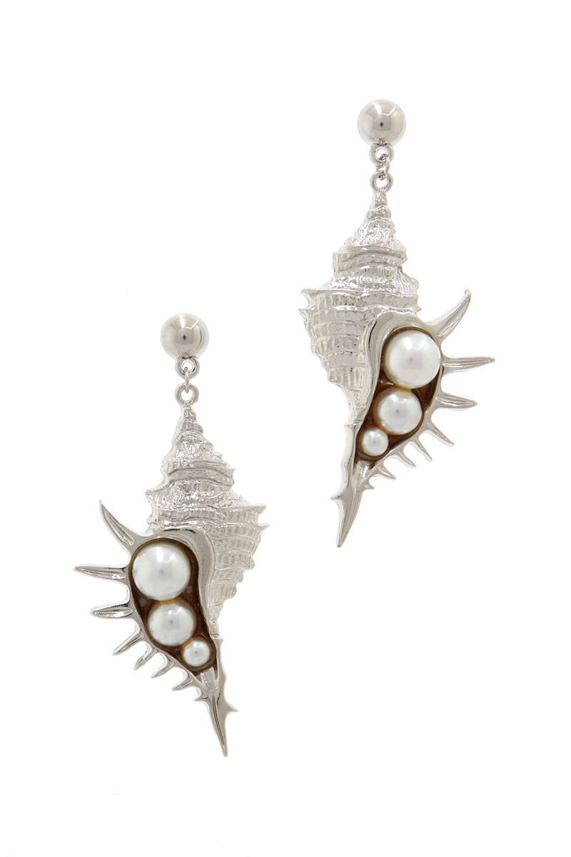 Stylish Trendy Sea Shell And Pear Earring