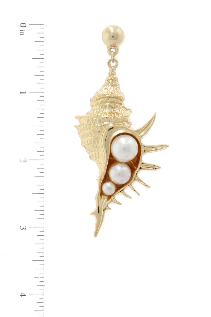 Stylish Trendy Sea Shell And Pear Earring