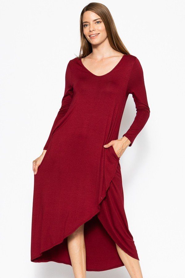 Plus Solid, Maxi Dress With Pockets