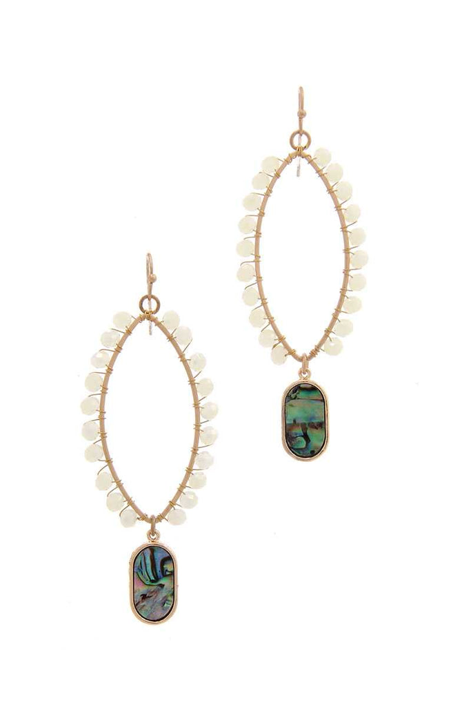 Pointed Oval Beaded Dangle Drop Earring