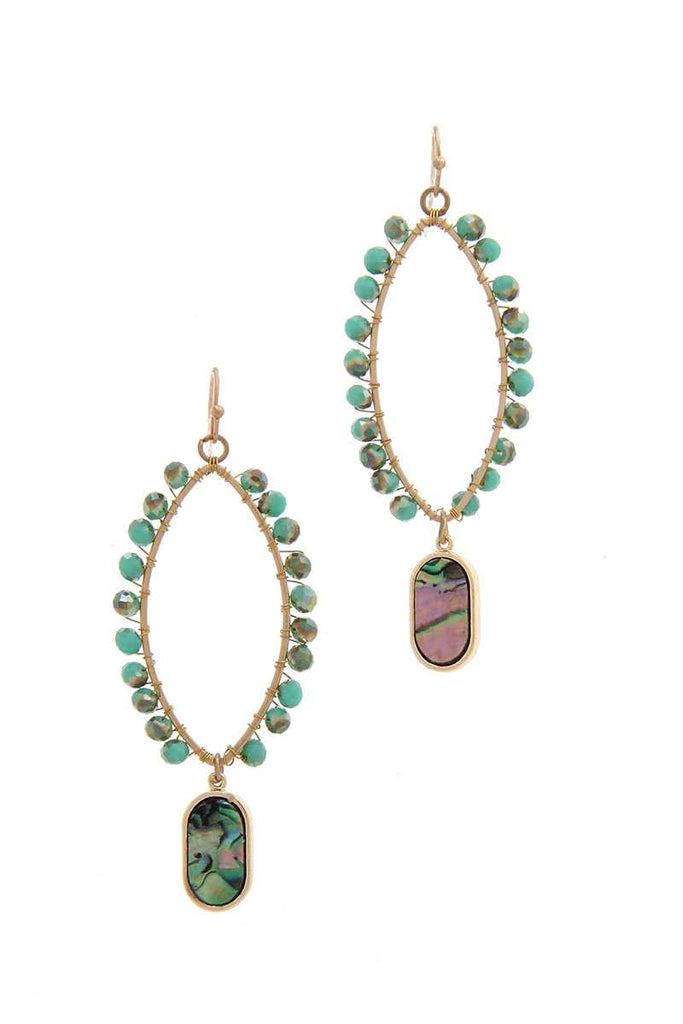 Pointed Oval Beaded Dangle Drop Earring