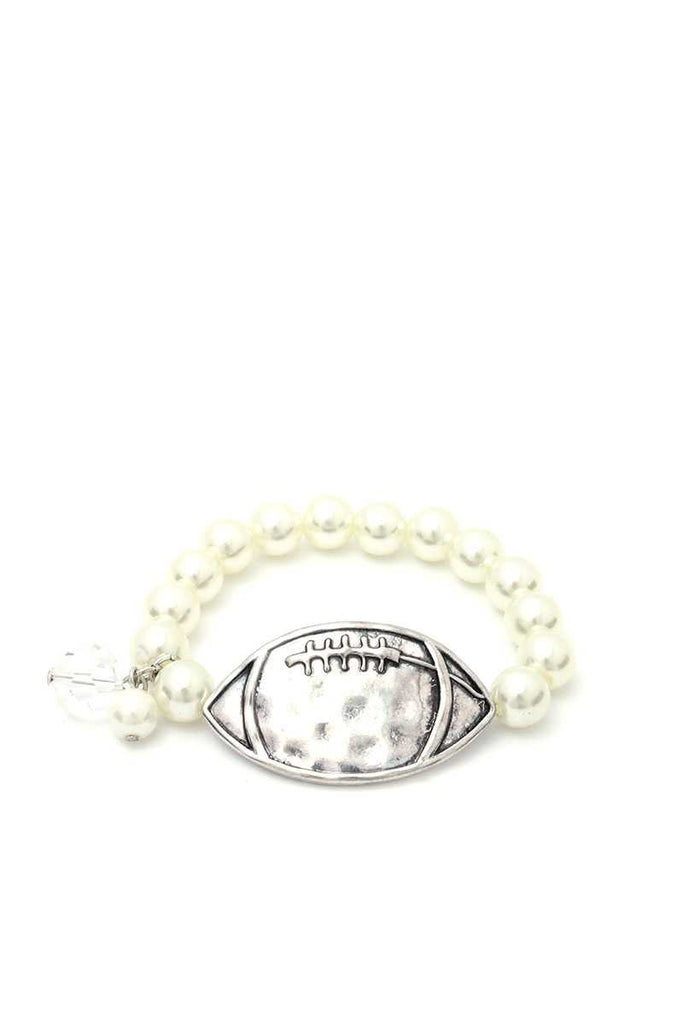 Fashion Bead Football Charm Bracelet