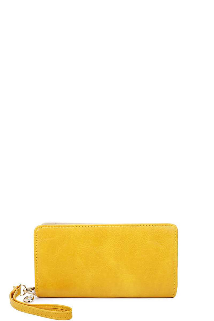 Designer Fashion Solid Color Wallet With Hand Strap