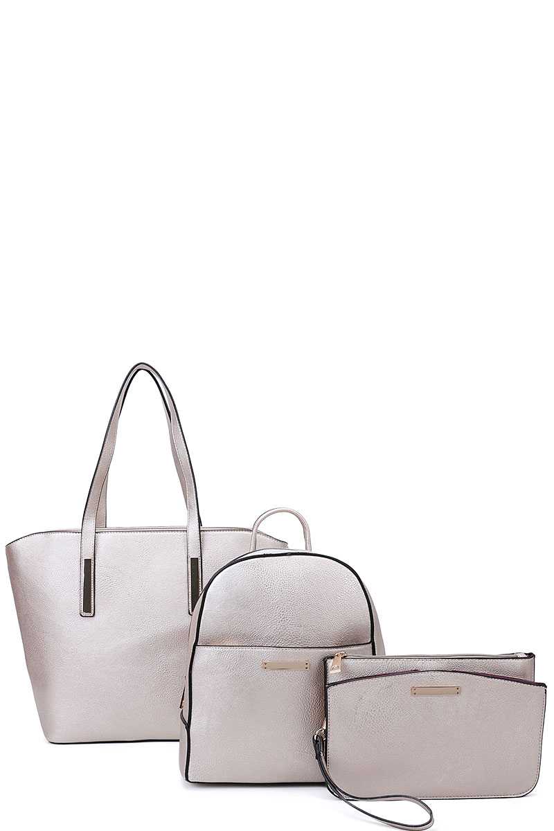 3in1 Modern Shopper Backpack And Clutch Set